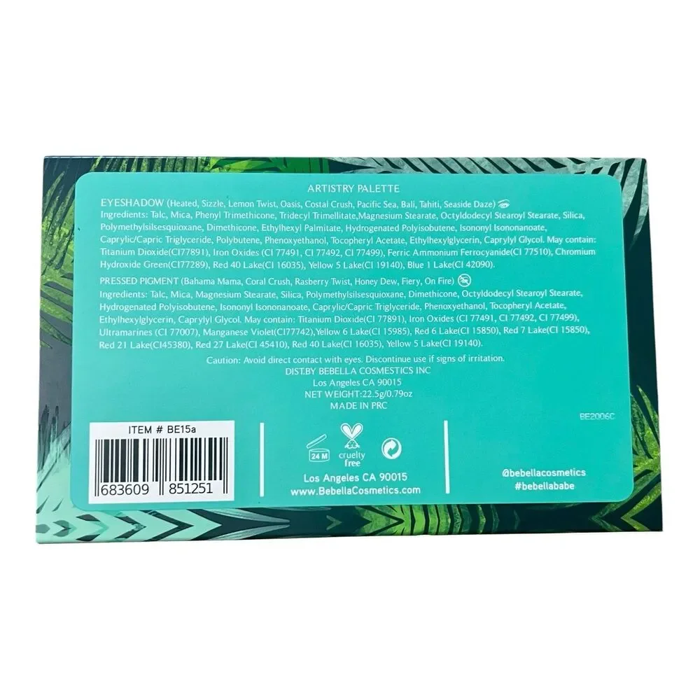 Be Bella Cosmetics COOL BREEZE Eyeshadow Artistry Palette
